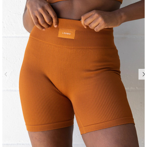 Lebod Isla Ribbed Shorts Athletic in Orange Brown sz L - Picture 1 of 11